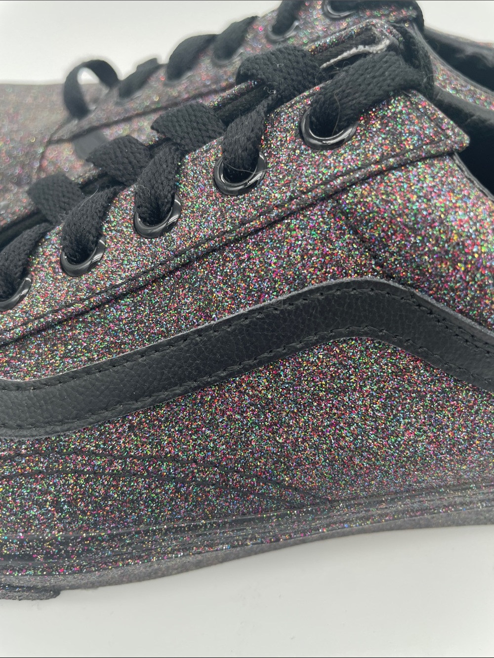 Vans Women's Glitter Low-Top Sneakers in Black with Multicolor Sparkle